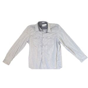 Calvin Klein Size L‎ Men's Liquid Cotton Gray Long Sleeve Button Shirt Pockets
